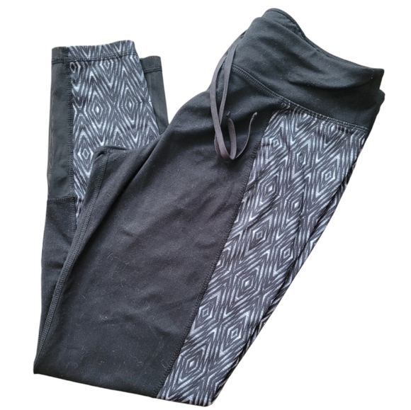 Athletic Works DriWorks Black Silver Diamond Sheer Leggings Size Lg - Picture 1 of 11
